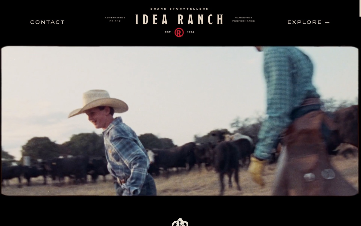 Idea Ranch homepage with full-bleed brand film